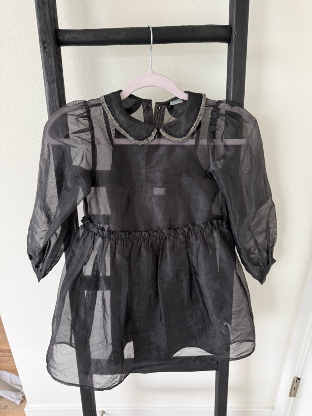 Next Black Sheer Collar Kids Dress